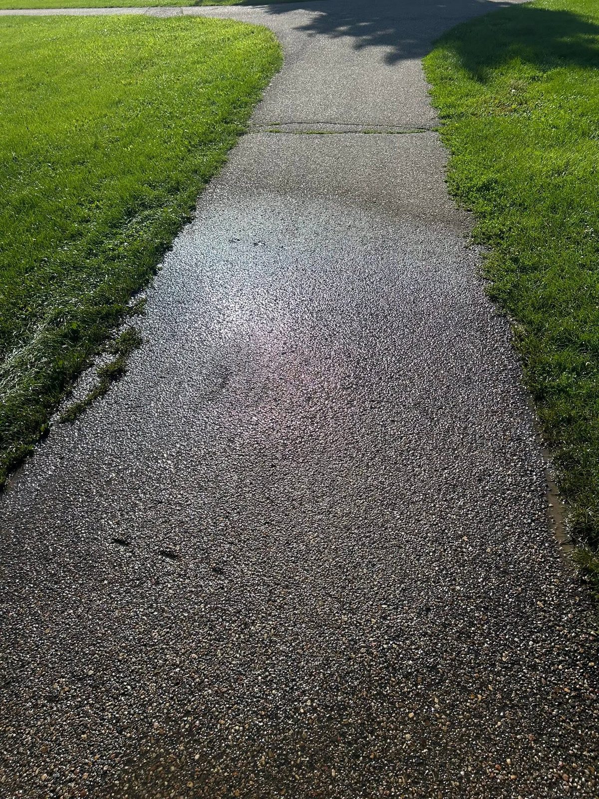 Concrete walkway after graffiti removal
