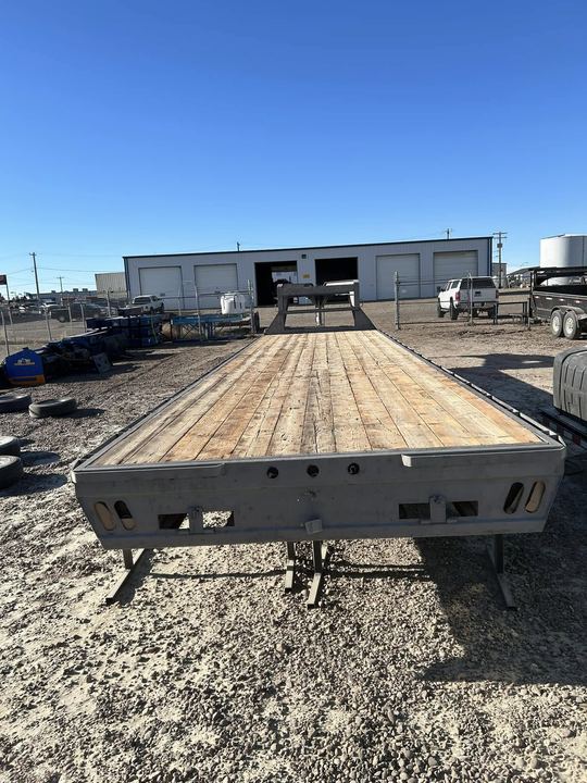 Flat deck trailer prepared for coating