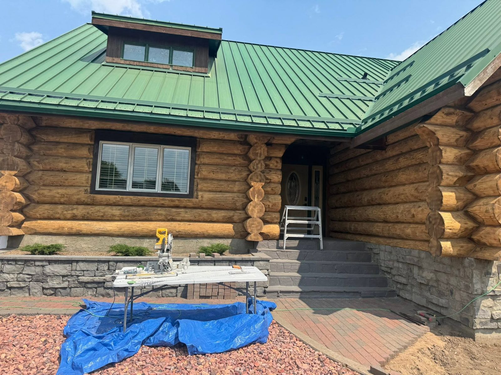 Log home in southeast Alberta stripped back to bright timber by Adrenaline Eco Blasting