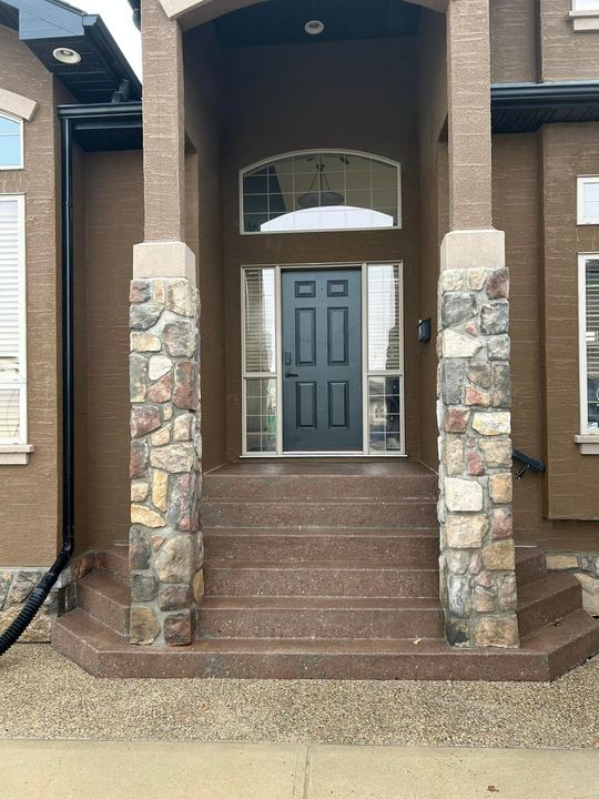 Stone and concrete steps after coating removal