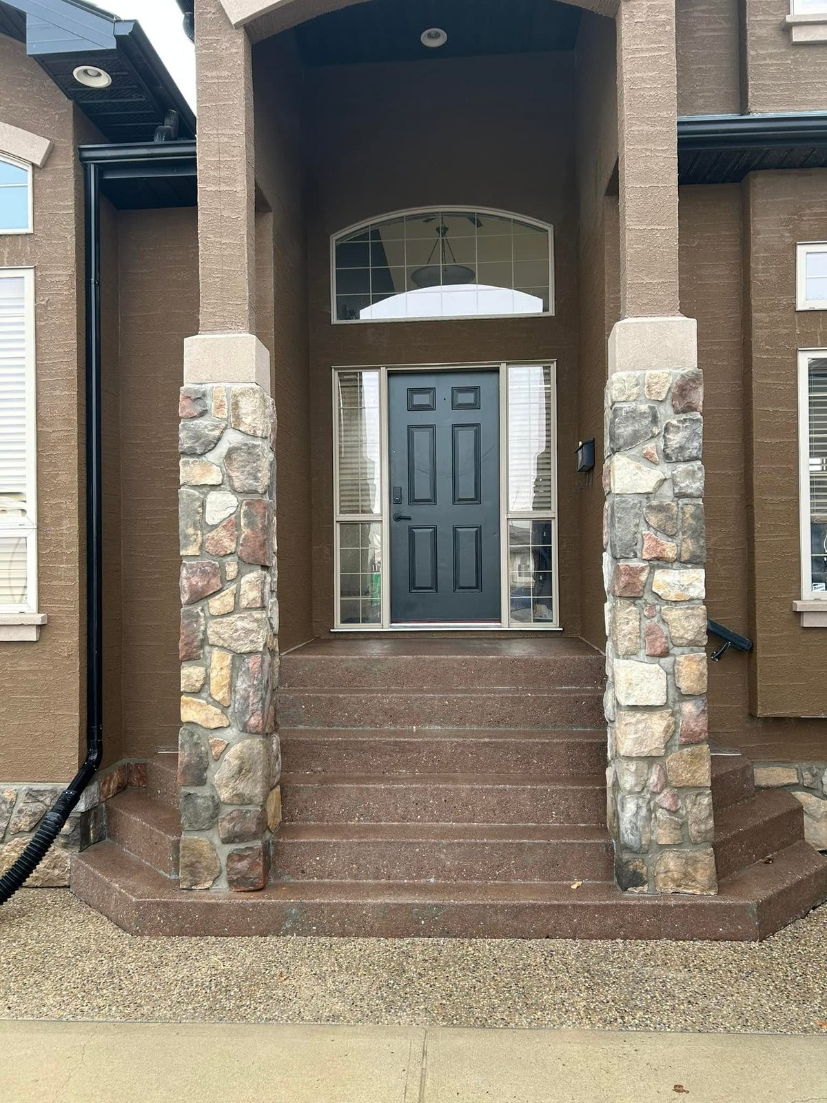 Stone and concrete steps after coating removal