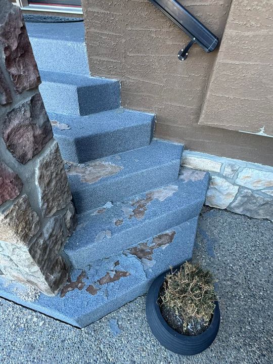 Stone and concrete steps after coating removal